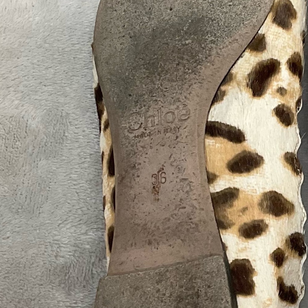 Chloe Calf Hair Scalloped Leopard Flats Womens EU 36 / US 6 - Picture 9 of 9